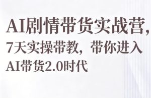 AI剧情带货实战营，7天实操带教，带你进入AI带货2.0时代-小鸿资源库