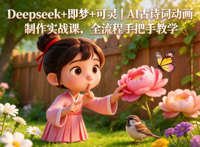 Deepseek+即梦+可灵｜AI古诗词动画制作实战课，全流程手把手教学-小鸿资源库
