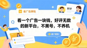 看一个广告一块钱,好评无数的新平台,不黑号,不养机,一部手机一天撸几十,可矩阵【揭秘】-小鸿资源库