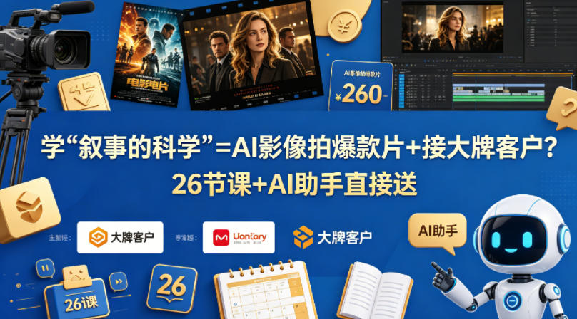 学《叙事的科学》=AI影像拍爆款片+接大牌客户？26节课+AI助手直接送【原创双语字幕】-小鸿资源库