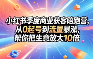 小红书季度商业获客陪跑营，从0起号到流量暴涨，帮你把生意放大10倍-小鸿资源库
