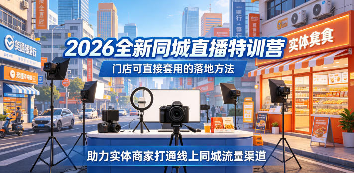 2026全新同城直播特训营，门店可直接套用的落地方法，助力实体商家打通线上同城流量渠道-小鸿资源库