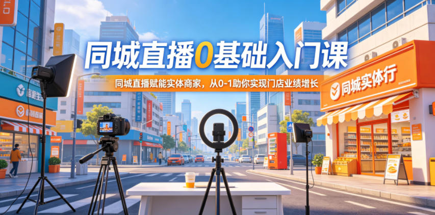 同城直播0基础入门课，同城直播赋能实体商家，从0-1助你实现门店业绩增长-小鸿资源库