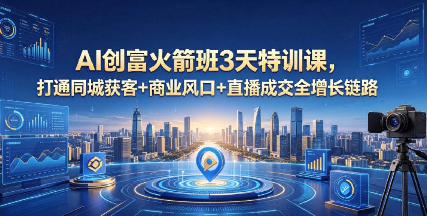 AI创富火箭班3天特训课，打通同城获客+商业风口+直播成交全增长链路，2026年4月新课-小鸿资源库