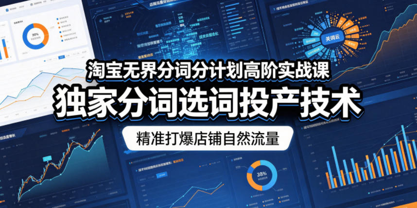 淘宝无界分词分计划高阶实战课，独家分词选词投产技术，精准打爆店铺自然流量-小鸿资源库