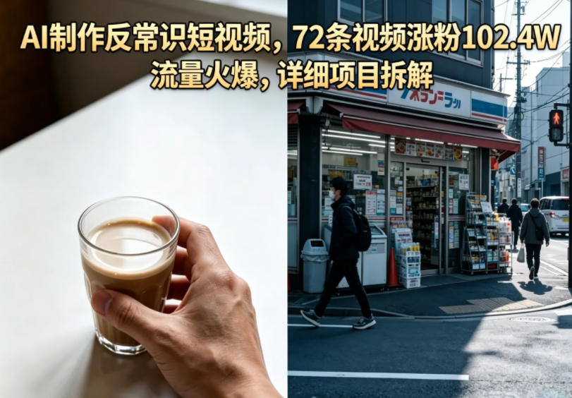 AI制作反常识短视频，72条视频涨粉102.4W，流量火爆，详细项目拆解-小鸿资源库