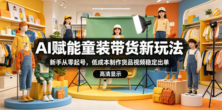 AI赋能童装带货新玩法，新手从零起号，低成本制作货品视频稳定出单-小鸿资源库