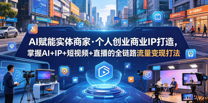 AI赋能实体商家·个人创业商业IP打造，掌握AI+IP+短视频+直播的全链路流量变现打法-小鸿资源库