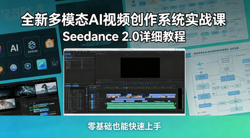 全新多模态AI视频创作系统实战课，Seedance 2.0详细教程，零基础也能快速上手-小鸿资源库