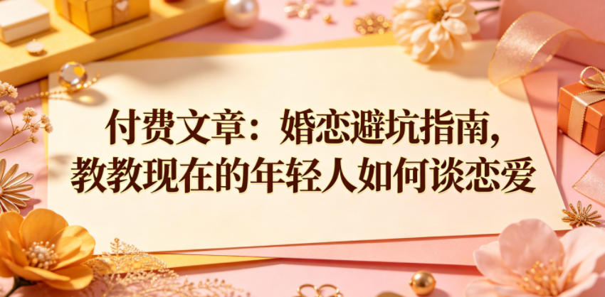 付费文章：婚恋避坑指南，教教现在的年轻人如何谈恋爱-小鸿资源库