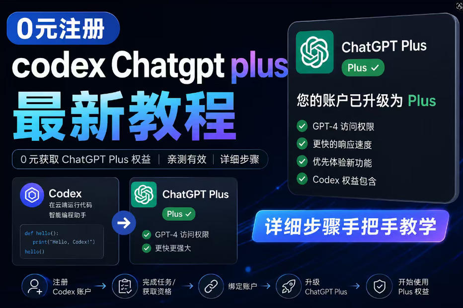 0元全自动注册codex gpt plus最新教程，0元获取GPT Plus权益，手把手详细教学-小鸿资源库