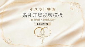 小众冷门赛道，婚礼开场视频模板，168条笔记，变现超20W+【详细教程】-小鸿资源库
