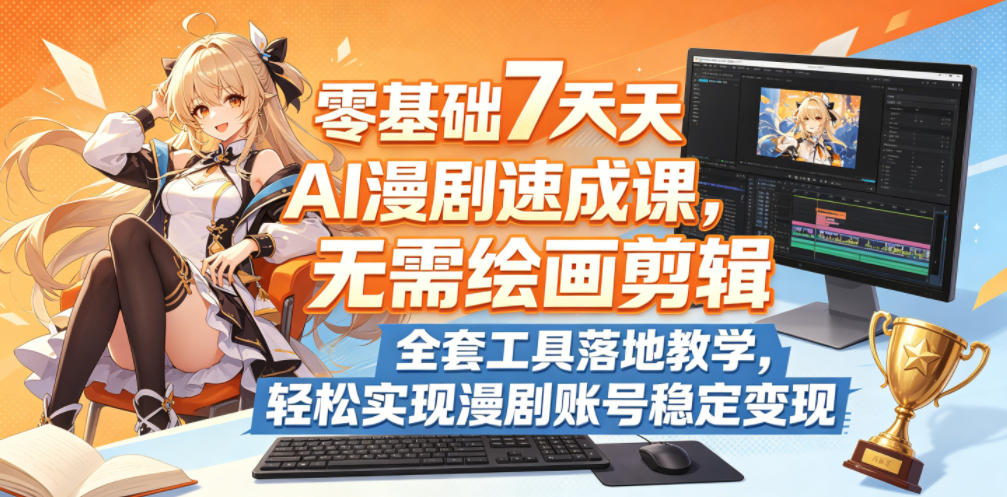零基础7天AI漫剧速成课，无需绘画剪辑，全套工具落地教学，轻松实现漫剧账号稳定变现-小鸿资源库