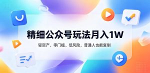 精细公众号玩法月入1W,轻资产、零门槛、低风险,普通人也能复制【揭秘】-小鸿资源库