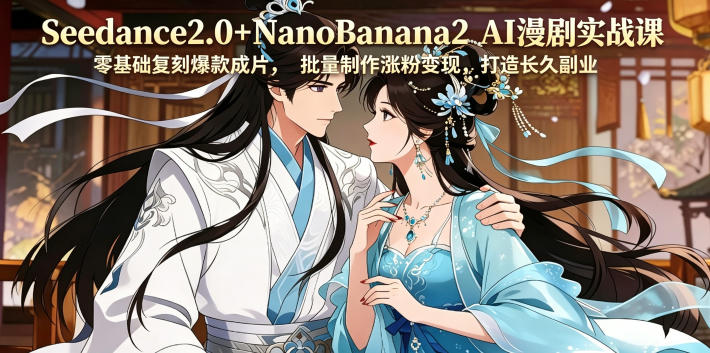 Seedance2.0+NanoBanana2 AI漫剧实战课，零基础复刻爆款成片涨粉变现，打造长久副业收益-小鸿资源库