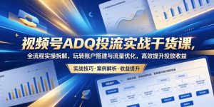 视频号ADQ投流实战干货课，全流程实操拆解，玩转账户搭建与流量优化，高效提升投放收益-小鸿资源库