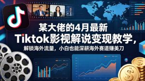 某大佬的4月最新Tiktok影视解说变现教学，解锁海外流量，小白也能深耕海外赛道賺美刀（更新）-小鸿资源库