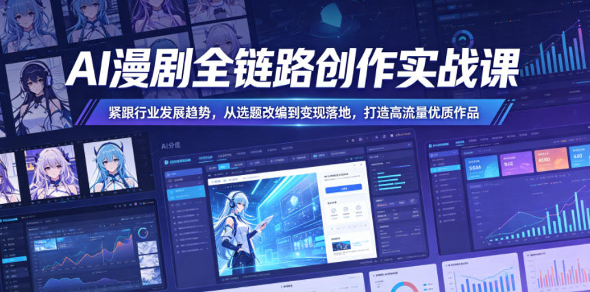 AI漫剧全链路创作实战课，紧跟行业发展趋势，从选题改编到变现落地，打造高流量优质作品-小鸿资源库