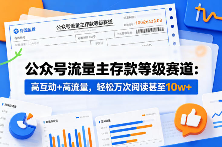 公众号流量主之存款等级赛道，高互动+高流量，轻松达到万次阅读，甚至10w+-小鸿资源库