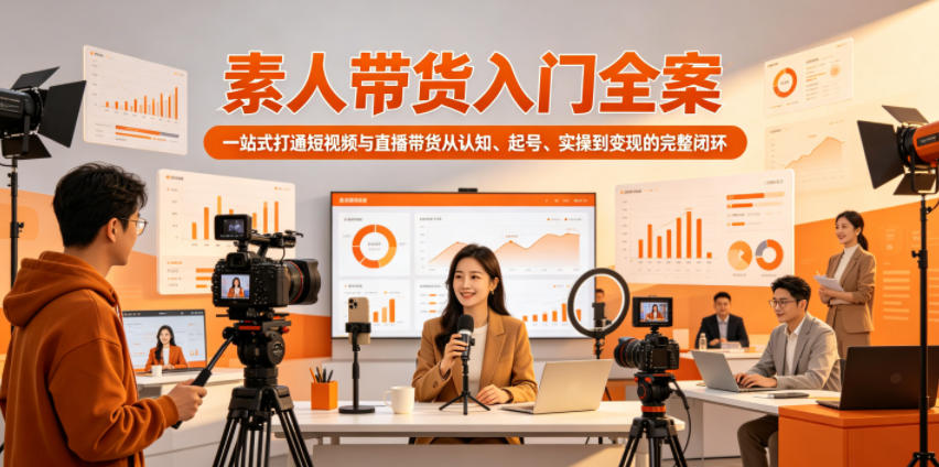 素人带货入门全案，一站式打通短视频与直播带货从认知、起号、实操到变现的完整闭环-小鸿资源库