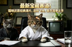 最新宝藏赛道！猫咪还原经典港片，涨粉飞快，新手简单上手-小鸿资源库
