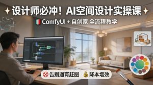 设计师必冲！AI空间设计实操课，ComfyUI+自创家全教学，告别通宵赶图，降本增效-小鸿资源库