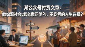 某公众号付费文章：教你混社会：怎么做正确的、不吃亏的人生选择？-小鸿资源库