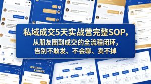 私域成交5天实战营完整SOP，从朋友圈到成交的全流程闭环，告别不敢发、不会聊、卖不掉-小鸿资源库