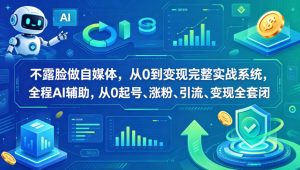 不露脸做自媒体，从0到变现完整实战系统，全程AI辅助，从0起号、涨粉、引流、变现全套闭环-小鸿资源库