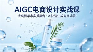 AIGC电商设计实战课，以清爽精华水为实操案例，教你用AI快速生成电商场景-小鸿资源库