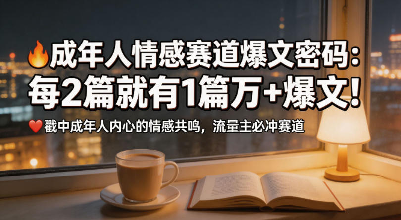 公众号流量主成年人情感心理赛道，流量最大，受众最广的主流赛道之一，平均每2篇就有1篇万爆文章-小鸿资源库