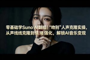 零基础学Suno AI翻唱｜《吻别》人声克隆实操，从声线克隆到情绪强化，解锁AI音乐变现-小鸿资源库
