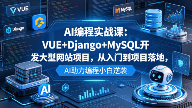 AI编程实战课：VUE+Django+MySQL开发大型网站项目，从入门到项目落地，AI助力编程小白逆袭-小鸿资源库
