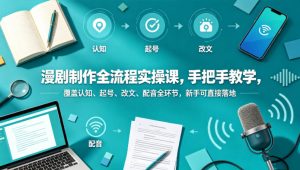 漫剧制作全流程实操课，手把手教学，覆盖认知、起号、改文、配音全环节，新手可直接落地-小鸿资源库