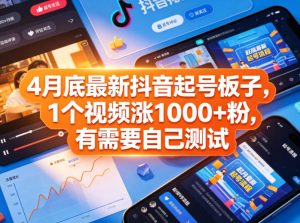 4月底最新抖音起号板子，1个视频涨1000+粉，有需要自己测试-小鸿资源库
