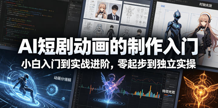 AI短剧动画的制作入门，小白入门到实战进阶，零起步到独立实操-小鸿资源库