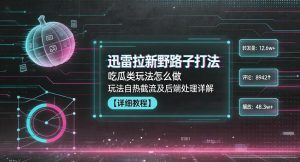 迅雷拉新野路子打法，吃瓜类玩法怎么做，玩法自热截流及后端处理详解-小鸿资源库