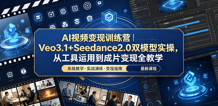 AI视频变现训练营｜Veo3.1+Seedance2.0双模型实操，从工具运用到成片变现全教学-小鸿资源库