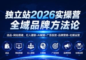 独立站2026实操营,全域品牌方法论,选品-网站搭建,红人建联-AI赋能-广告投放-品牌营销-社煤运营-小鸿资源库