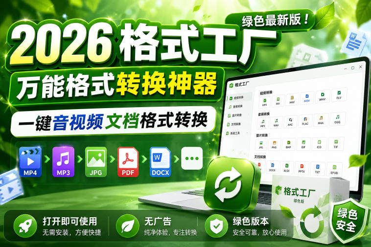 2026格式工厂绿色最新版！万能格式转换神器，一键音视频文档格式转换，打开即可使用，无广告绿色版本-小鸿资源库