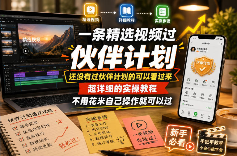 一条精选视频过伙伴计划，还没有过伙伴计划的可以看过来，超详细的实操教程，不用花米自己操作就可以过-小鸿资源库