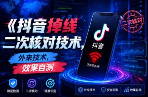 抖音掉线二次核对技术，外来技术，效果自测-小鸿资源库