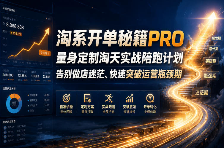 淘系开单秘籍PRO，量身定制淘天实战陪跑计划，告别做店迷茫、快速突破运营瓶颈期（2026年6月11）-小鸿资源库