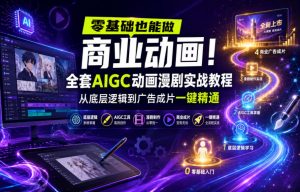 零基础也能做商业动画！全套AIGC动画漫剧实战教程，从底层逻辑到广告成片一键精通-小鸿资源库