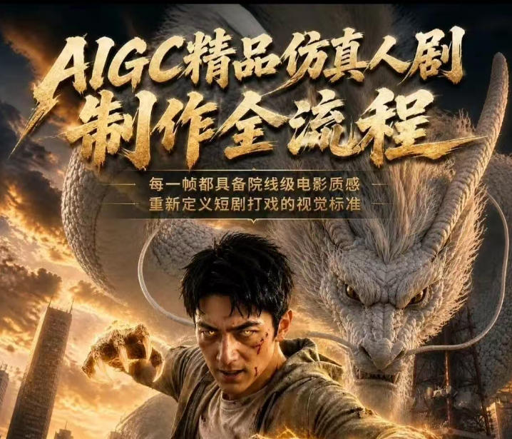 AIGC精品仿真人剧豢龙人全流程制作解析2026，国风仿真人创作+打斗剧情+人设编排，一站式AI短剧入门-小鸿资源库