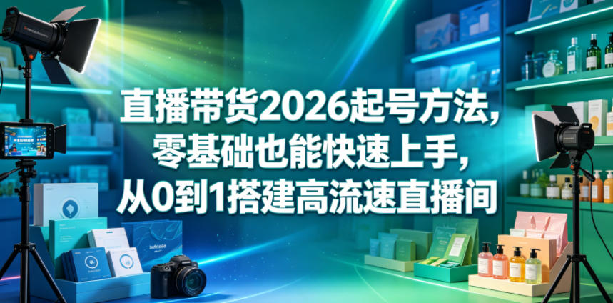直播带货2026起号方法，零基础也能快速上手，从0到1搭建高流速直播间-小鸿资源库