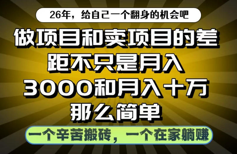 做项目和卖项目不只是月入3K和10W那么简单，一个努力搬砖，一个在家躺賺【揭秘】-小鸿资源库