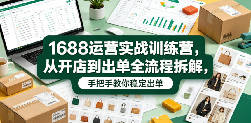 1688运营实战训练营，从开店到出单全流程拆解，手把手教你稳定出单-小鸿资源库