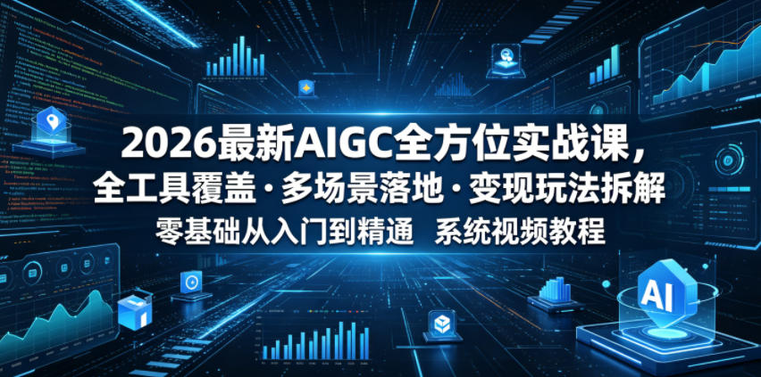 2026最新AIGC全方位实战课，全工具覆盖・多场景落地・变现玩法拆解，零基础从入门到精通系统视频教程-小鸿资源库