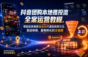 抖音团购本地推投流全案运营教程，帮助实体商家低成本打通短视频引流、到店核销、复购转化的全链路-小鸿资源库